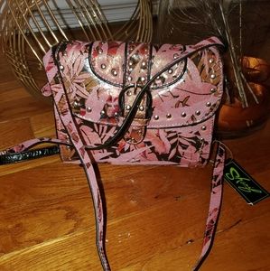 Sharif pink leafprint crossbody